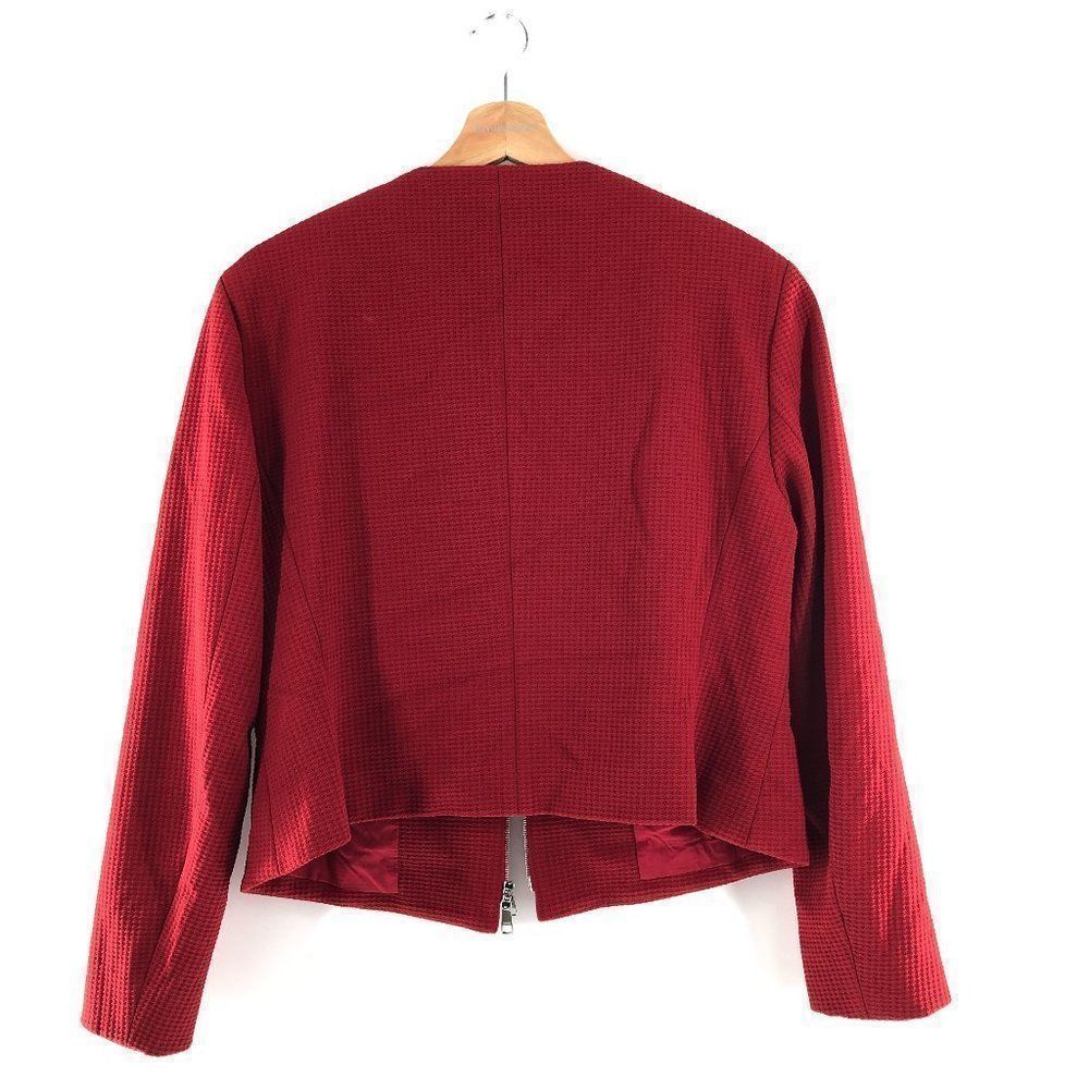BOSS Jaculia Houndstooth Zip Red Jacket Size 14 - Picture 3 of 14